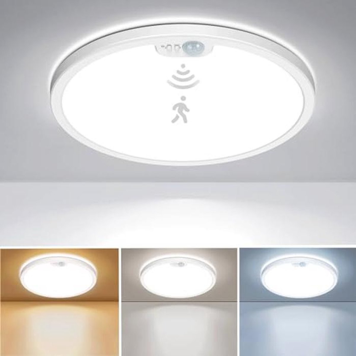 LED Plafondlamp met Bewegingssensor - 24W Voor Binnen, Warm/Neutraal/Koud Wit - Geschikt Voor Slaapkamer, Hal, Keuken, Badkamer, Garage, Trap