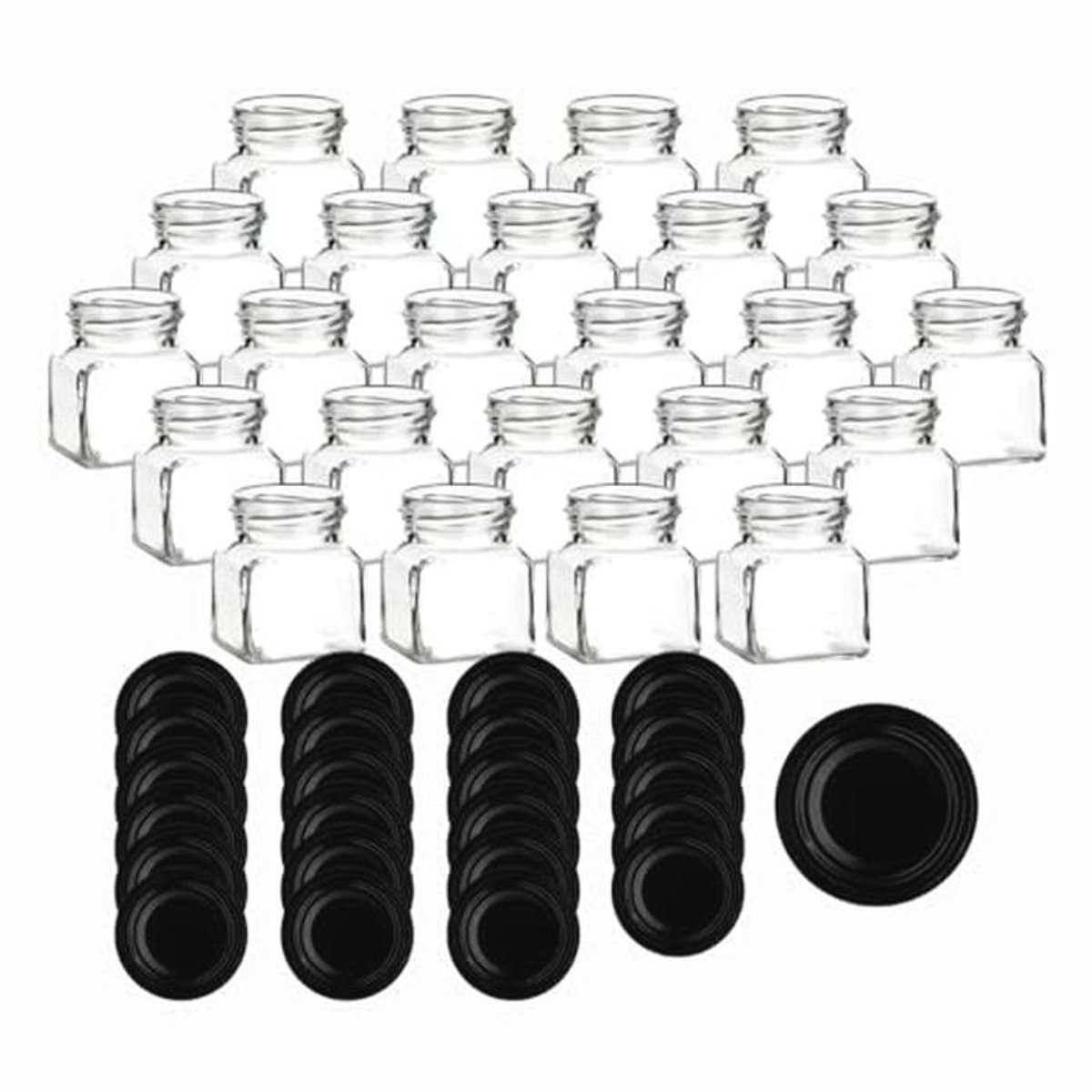 Set van 24 vierkante inmaakpotten met schroefdeksel - 120 ml voor het inmaken en bewaren