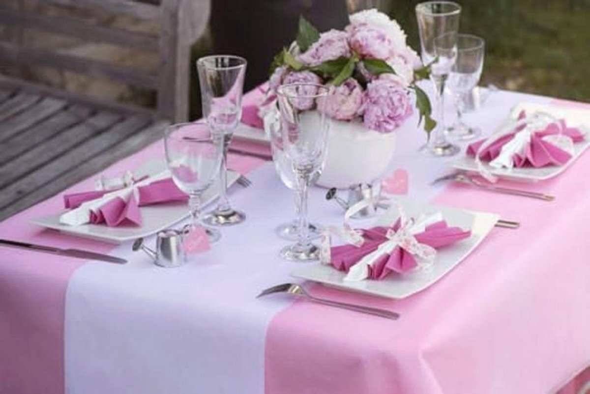 Non-woven tafelloper 30 cm - 25 meter voor feesten en bruiloften - witte decoratie
