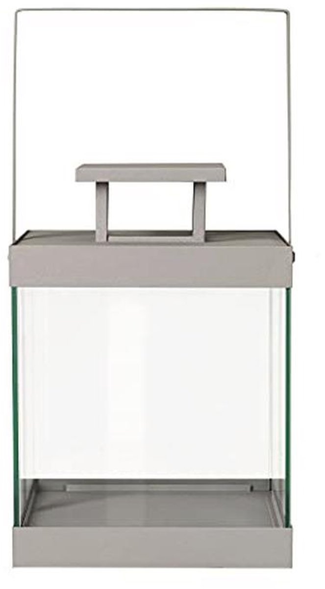 Kleine Design Laterne met Helder Glas en Staal, 30.5 cm