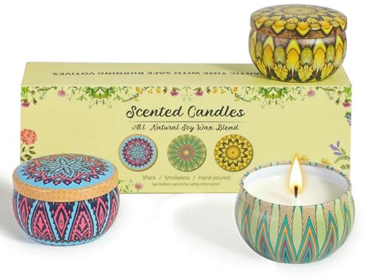 3 stuks geurkaarsen set - sojawas, aromatherapie, perfect cadeau voor speciale gelegenheden