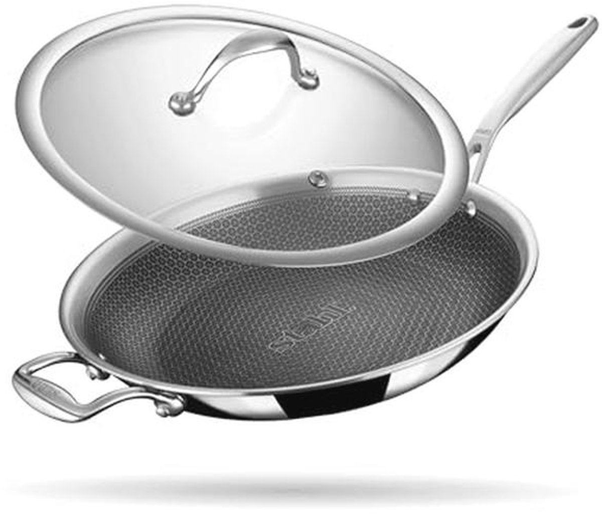 Hybride braadpan van roestvrij staal met krasbestendige antiaanbaklaag - 28 cm