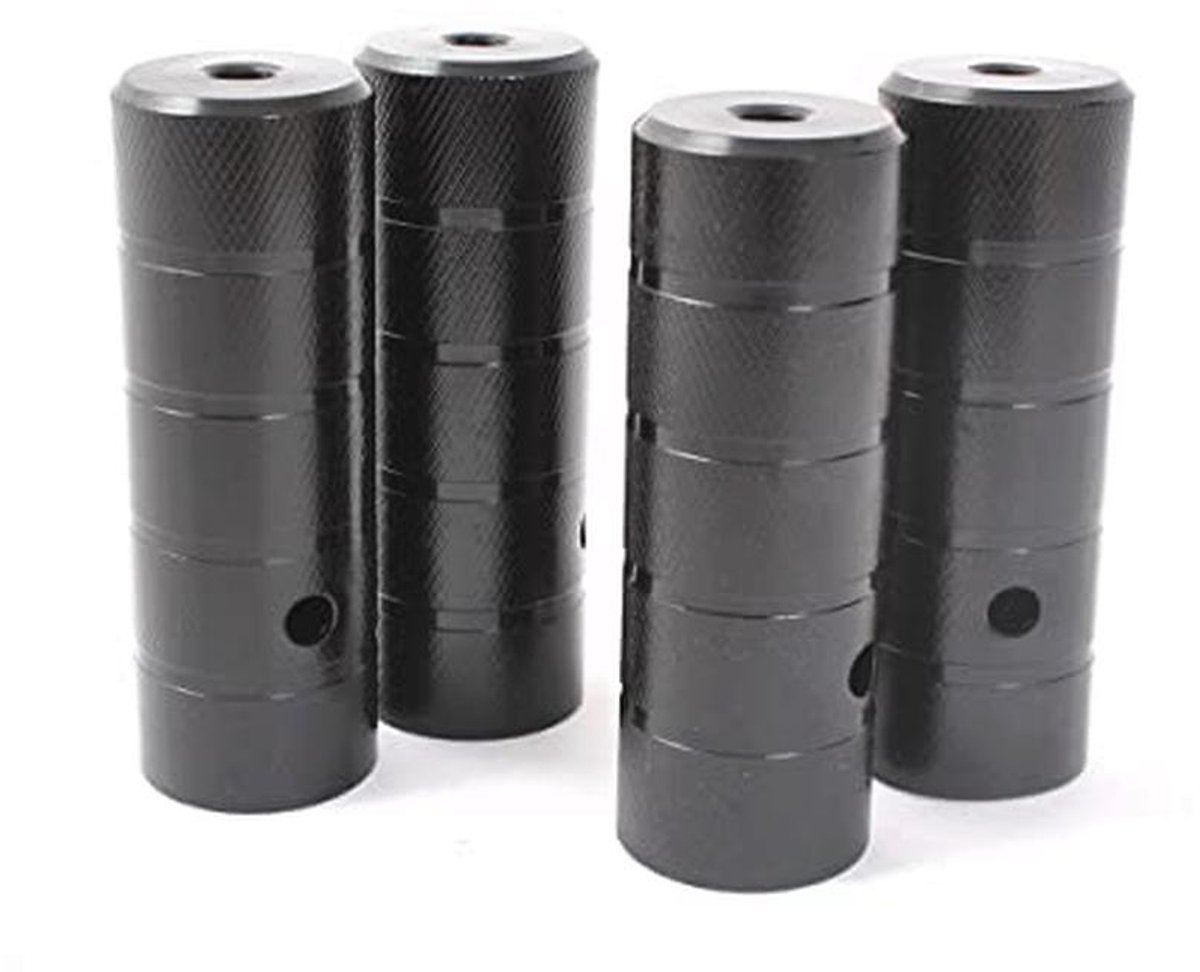 BMX Axle Pegs Voetsteunen 2 x 10 mm 3/8" inch en 2 x 14 mm Schroefdraad - 4 Stuks Black Steel