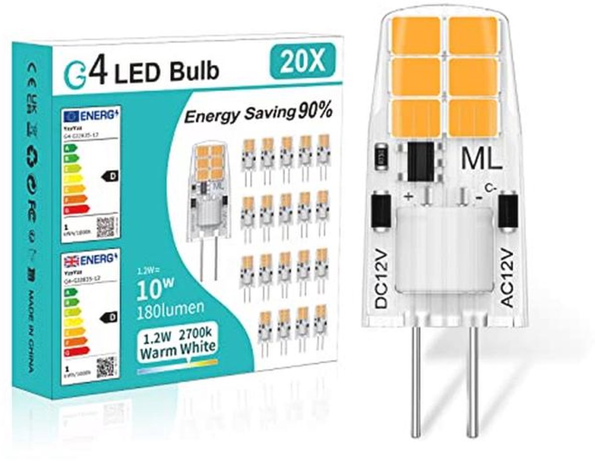 G4 LED Lampen Warm Wit 2700K - 180 Lumen - Vervangende Energiebesparende Lampen