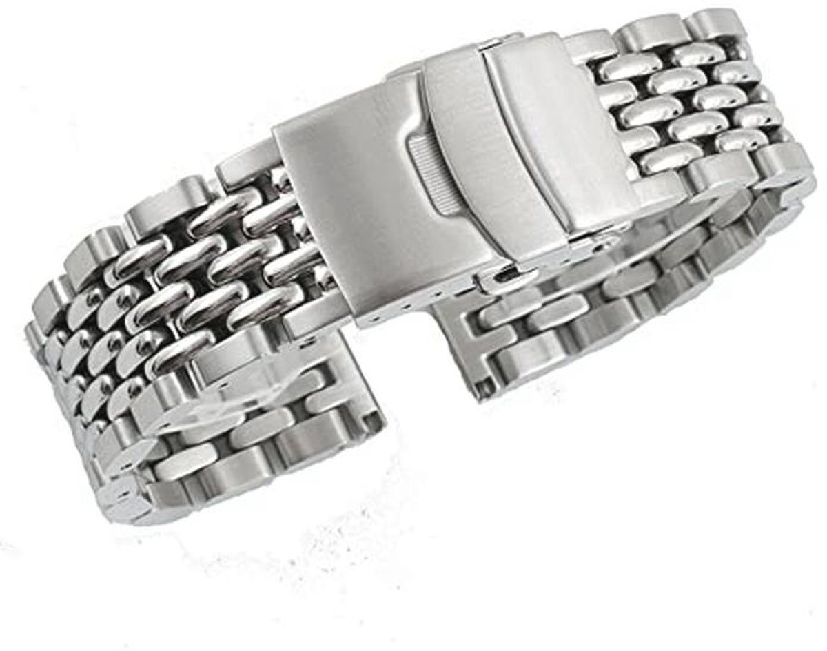 Vintage Beads of Rice Horloge Armband - Roestvrij Staal 18mm 19mm 20mm 21mm 22mm 24mm