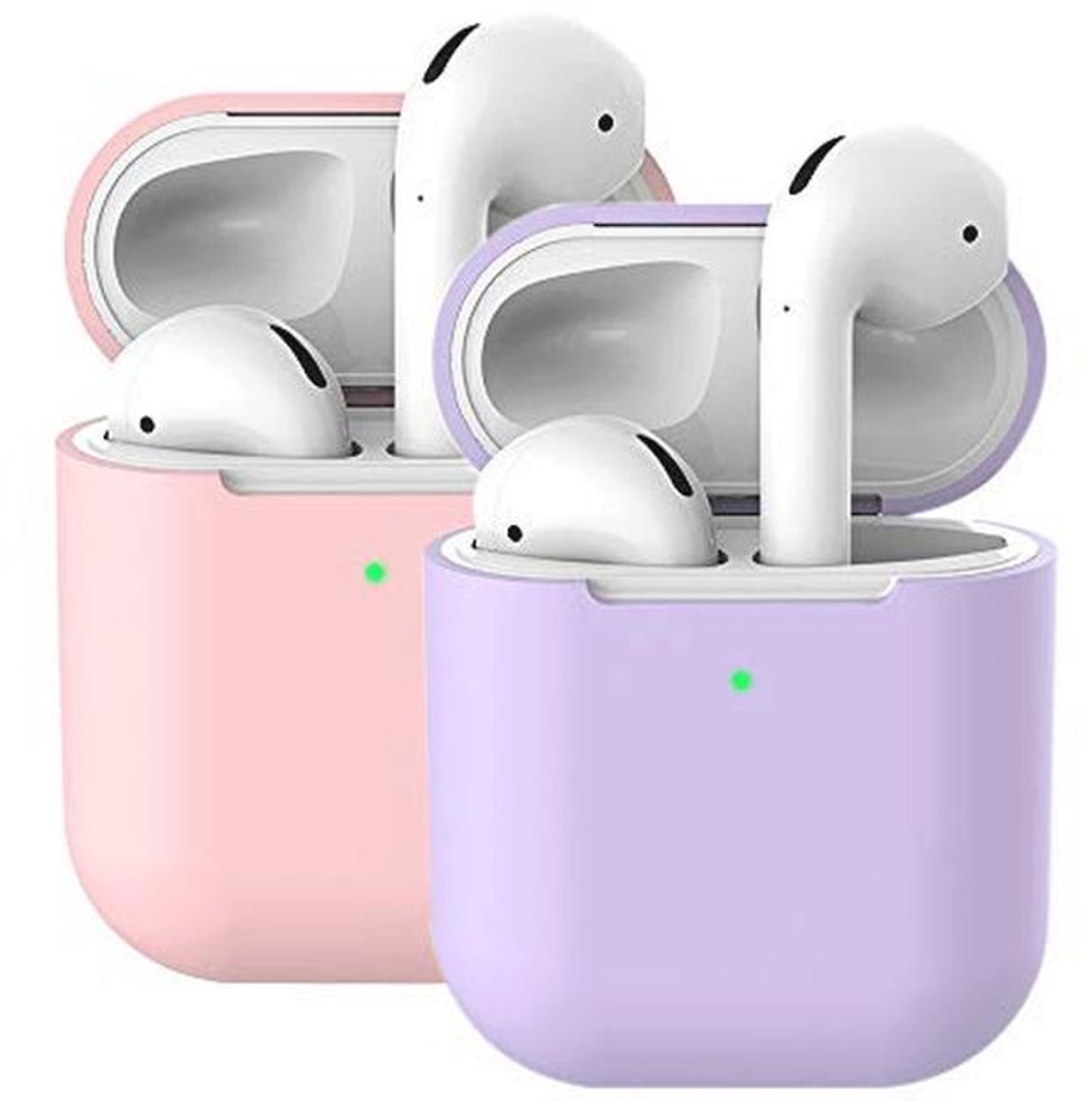 Siliconen Case Covers voor AirPods 2 - Set van 2 - Lichtpaars en Roze - Beschermend en Schokbestendig