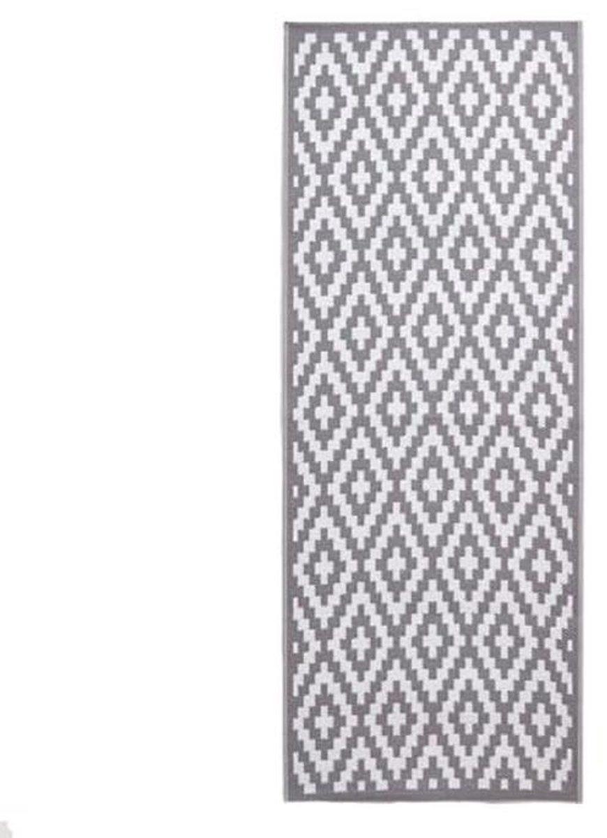 Wit & Grijs Outdoor Tapijt 75 x 200 cm – Lichtgewicht en Waterdicht Voor Tuin en Terras