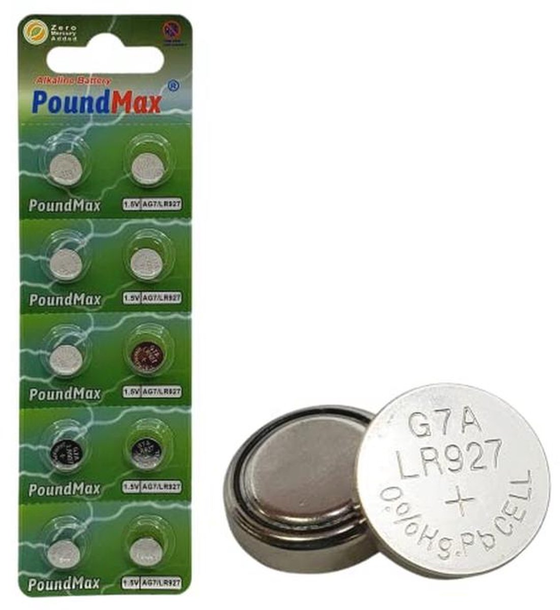 10 X Alkaline Knopcelbatterij AG7 LR927 LR57 395 399 SR927W SR57