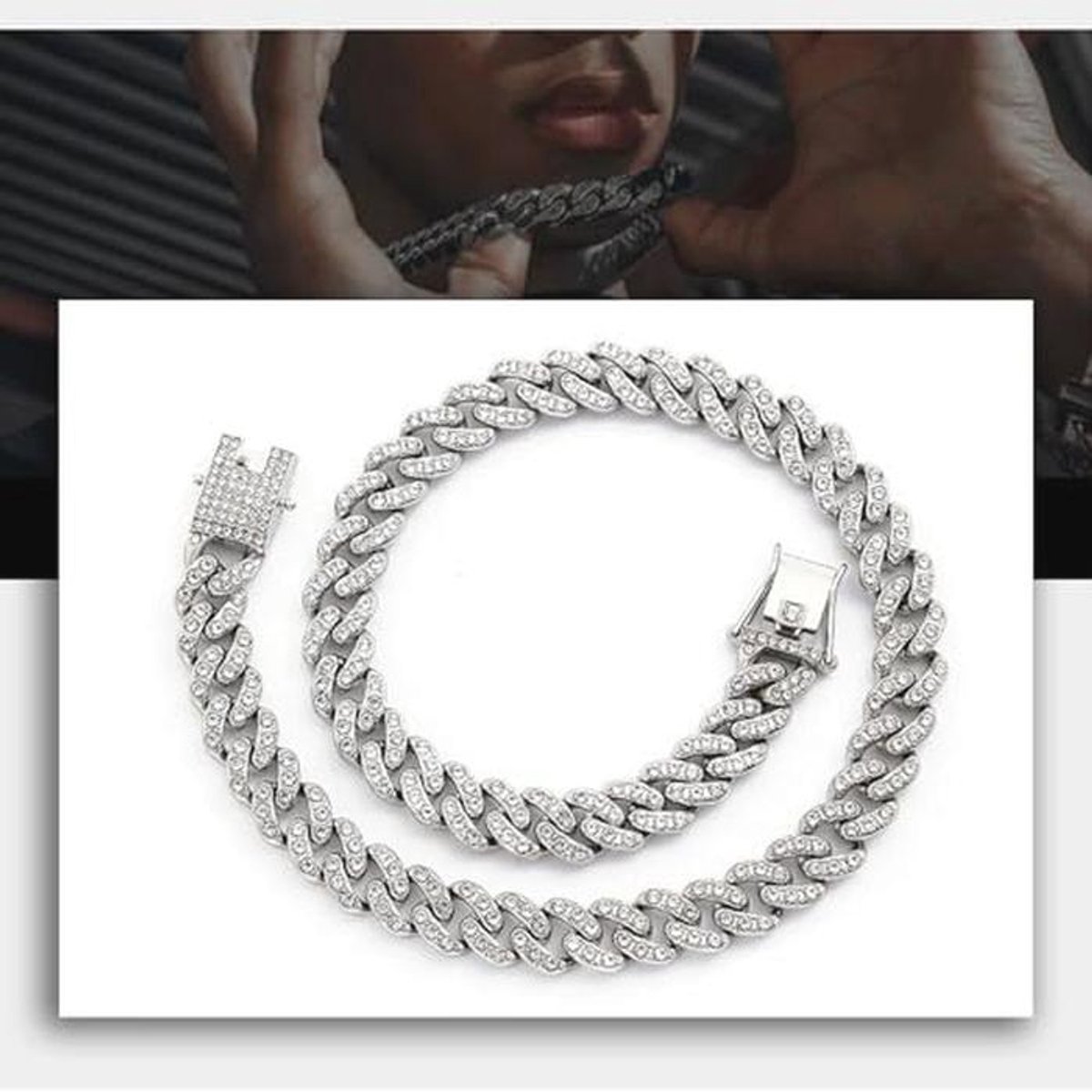 Cuban Link Chain Iced Out voor Mannen - Hip Hop Sieraden voor Vaderdag