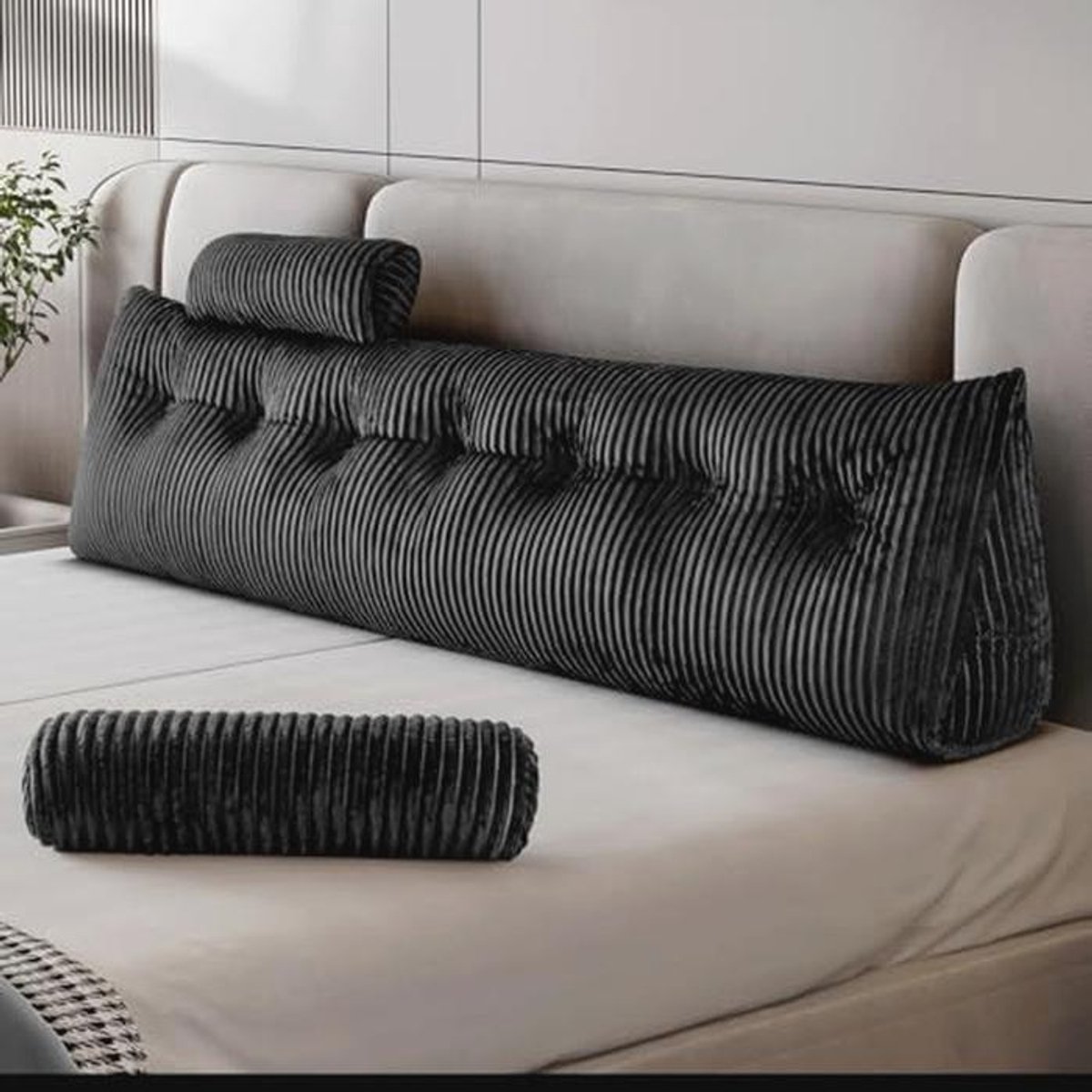 Wigvormig Leeskussen met Zijvak en Verwijderbare Hoes - Perfect voor Comfortabel Lezen en Relaxen