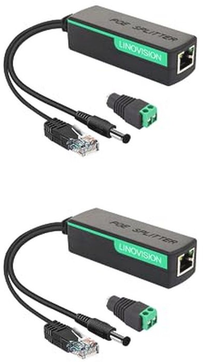 Power Over Ethernet Splitter 10/100Mbps met DC12V 2A Voor Beveiligingscamera's en Draadloze Apparaten