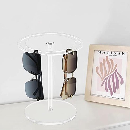 Zonnebril Houder Stand met 360 Roterende Brillen Display Rack - Helder Glas Tafelblad Organizer — afbeelding 5