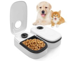 Voederautomaat voor katten met timer - 2 maaltijden, 700 ml, geautomatiseerde voederdispenser voor nat en droogvoer
