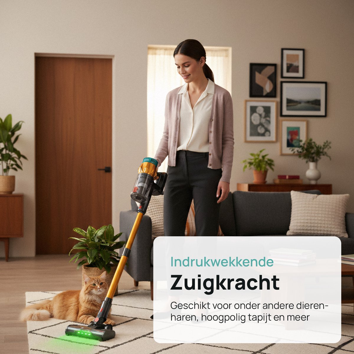 Avey S670 Steelstofzuiger Draadloos – 550W – 35Kpa Zuigkracht – 40 min Batterijduur – Zakloos – Lichtgewicht – LED Verlichting – 3 Snelheden – Kruimeldief – Voor Alle Vloeren & Dierenharen – foto 6