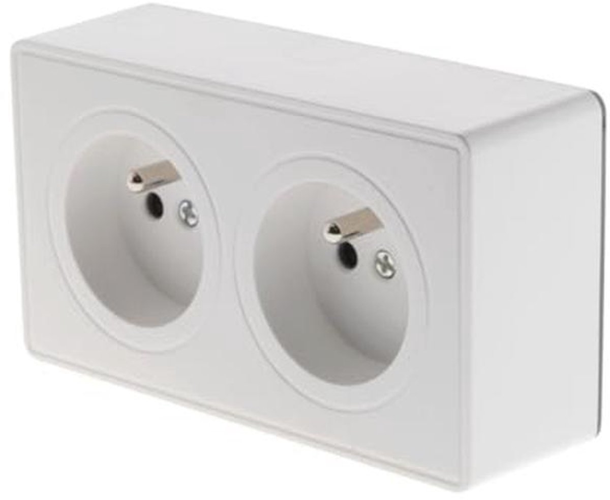 Dubbel stopcontact 2P+T 16A Wit - Eenvoudige Installatie