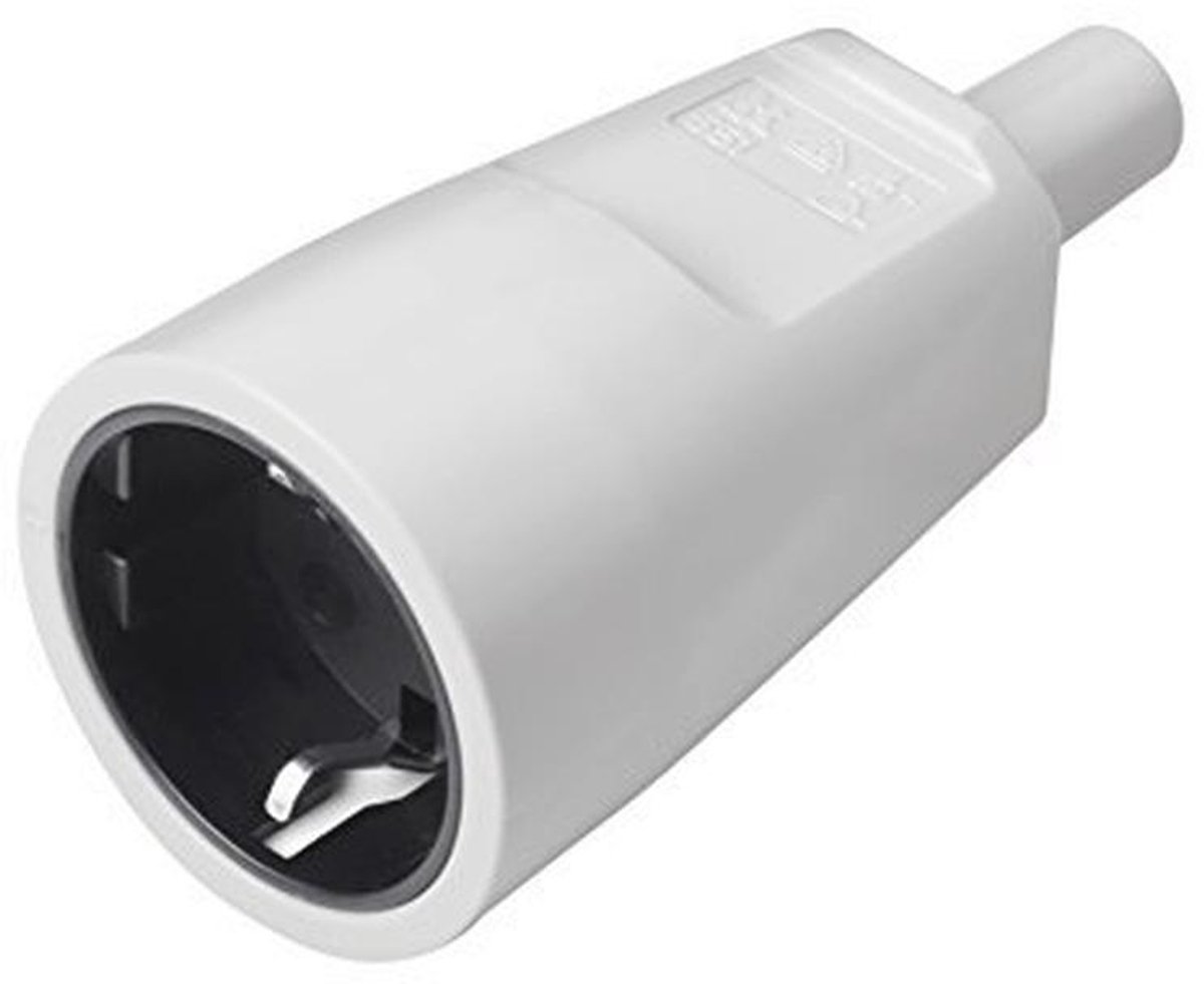 Veiligheidscontactkoppeling PVC - Grijs - 250V - 16A - IP20 - Centrale Invoer met Knikbescherming