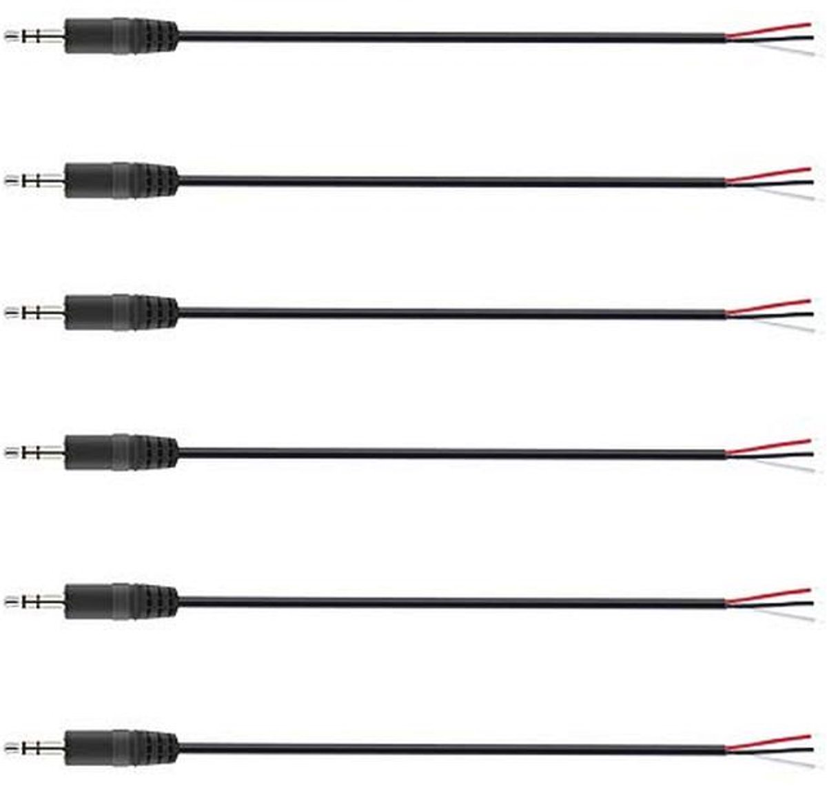6 Stuks 2.5mm Mannelijke Plug naar Blote Draad TRS 3 Pool Stereo Plug Connector voor Hoofdtelefoon en Oortelefoon