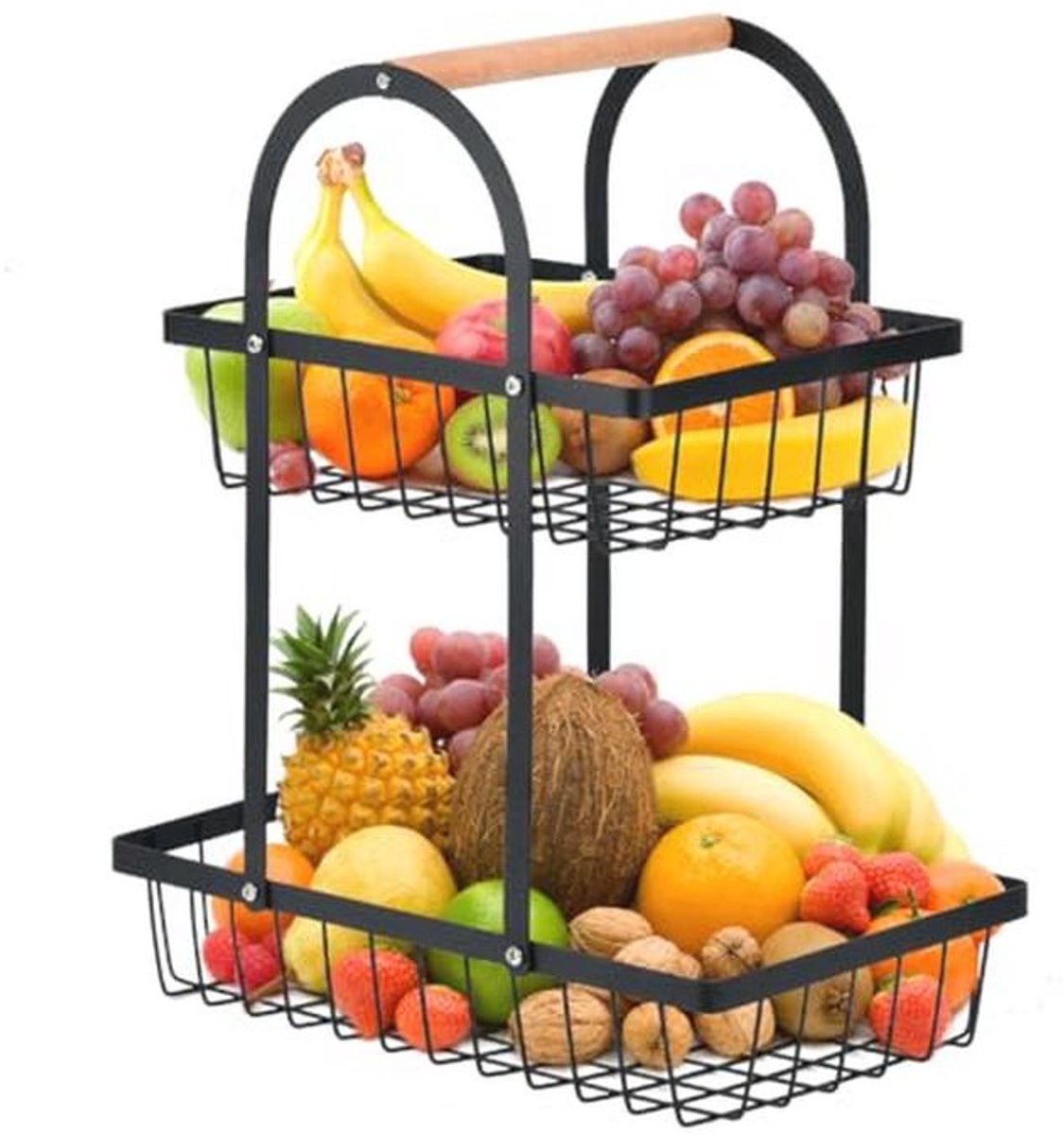 2-laags Fruitmand voor Keuken - Ruimtebesparend en Ventilerend Design