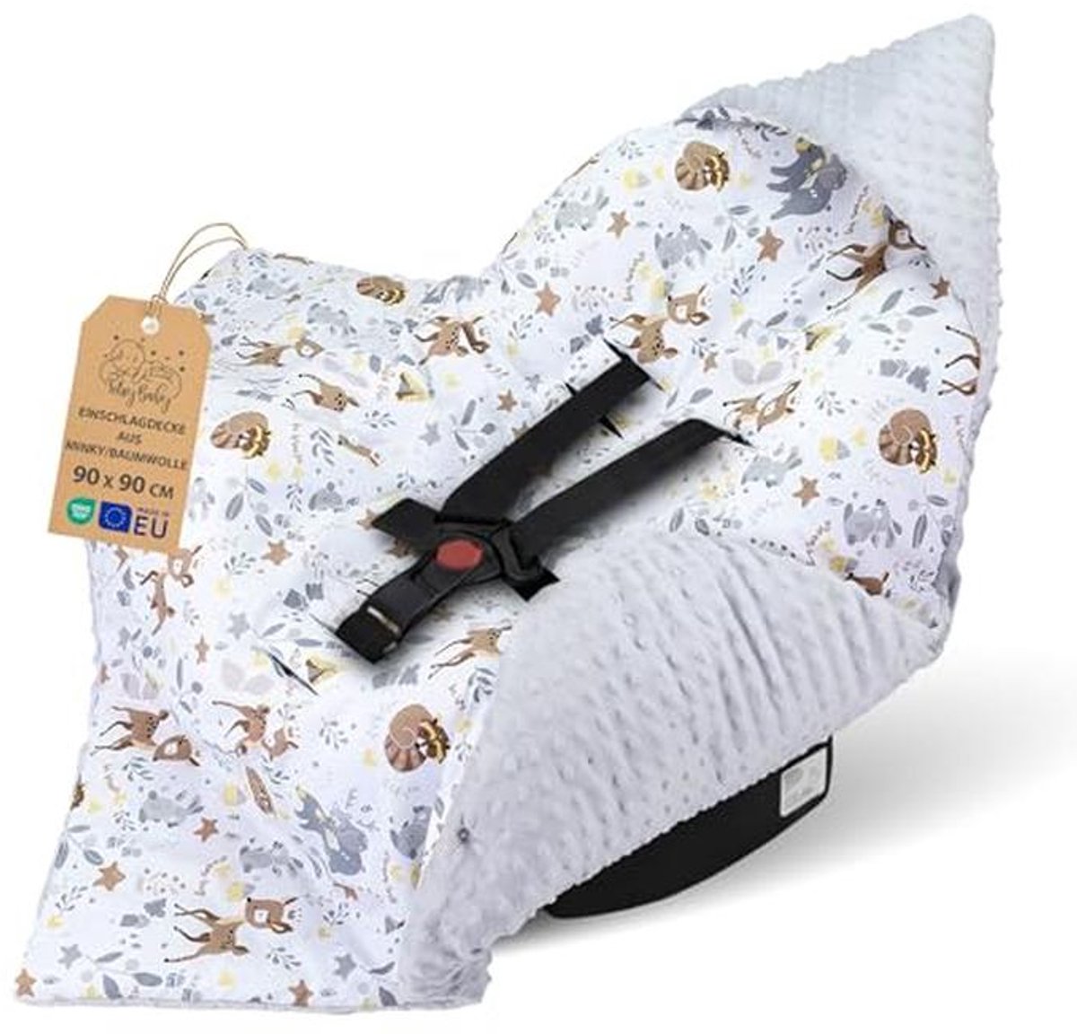 Zachte Wikkeldeken voor Baby 90x90 cm - Comfortabele en Warme Voetenzak voor Autostoel of Kinderwagen