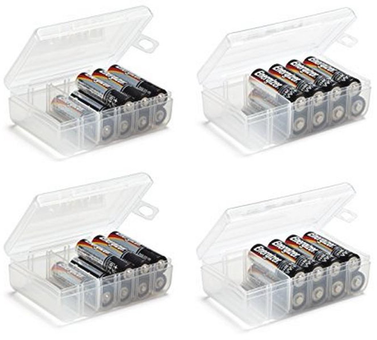 Batterijopbergdozen Set van 4 - Voor AA en AAA