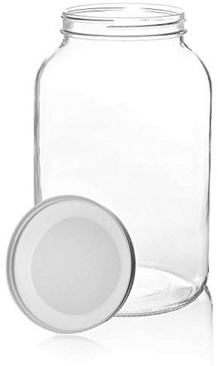 Glazen Pot 1 Gallon met Deksel - Brede Mond voor Fermenteren en Inblikken