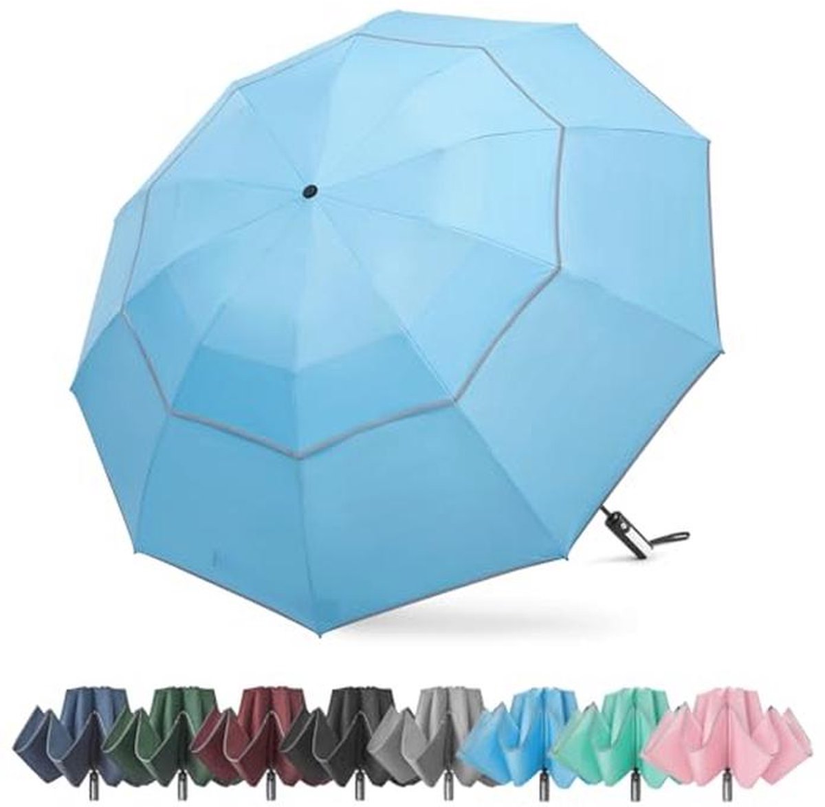 Opvouwbare Golfparaplu 150 cm - Automatisch, Winddicht met Reflecterende Streep