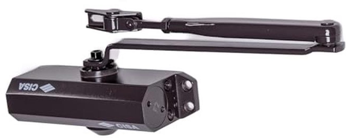 CISA Serie 604 – deurdranger met tandheugel 16046003088 – deurdranger met instelbare sluitsnelheid – donkerbruine afwerking – voor deuren tot max. 85 kg