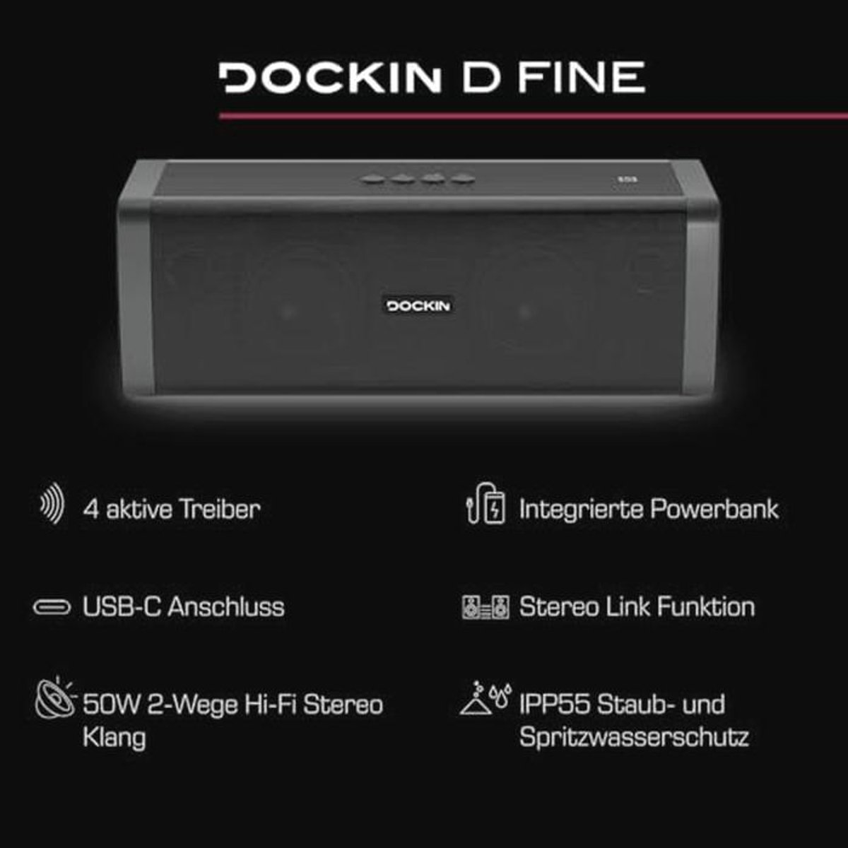 Hi-Fi Bluetooth Speaker voor Binnen en Buiten - Draadloos, Waterdicht, 50 Watt