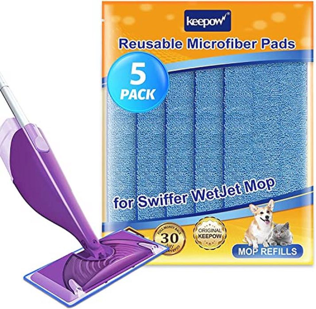 Vervangende Microfiber Mop Pads voor Nat en Droog Dweilen - 5 Stuks