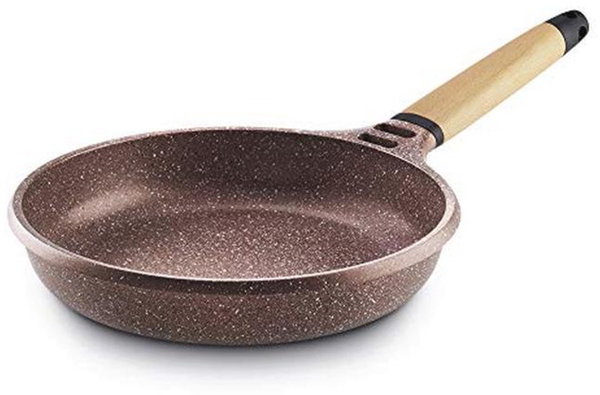 Inductie Koekenpan Terracotta met Houten Handvat - 24 cm