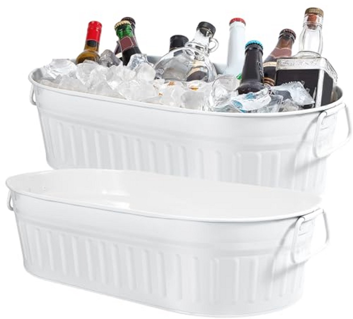 Verzinkte Drinkemmer Set - Gegalvaniseerde IJs- en Drinkemmers met Handgrepen voor Feesten en Tuin