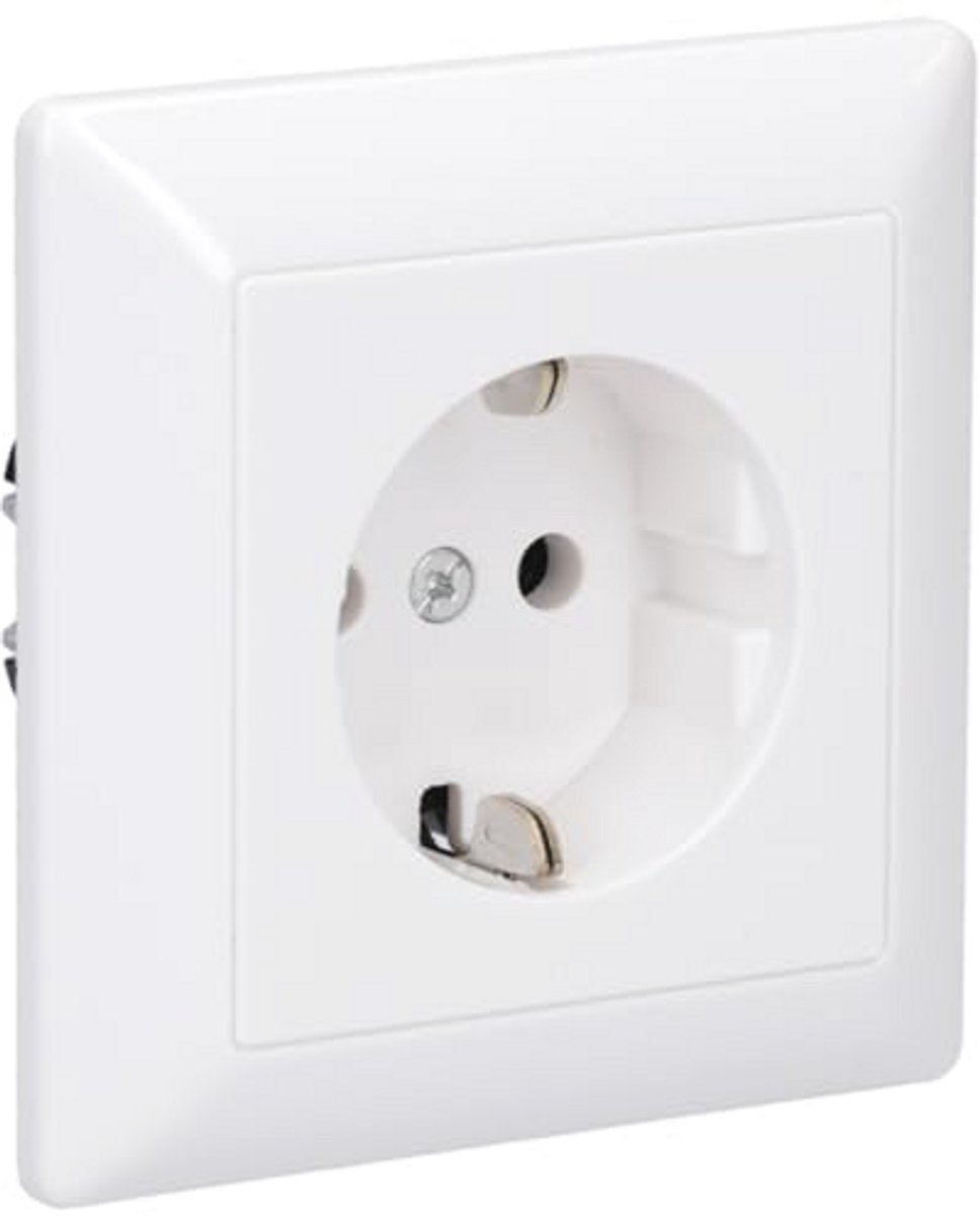 Schuko Stopcontact 16A 250V - Alpine Wit - 1-Voudig Geaard