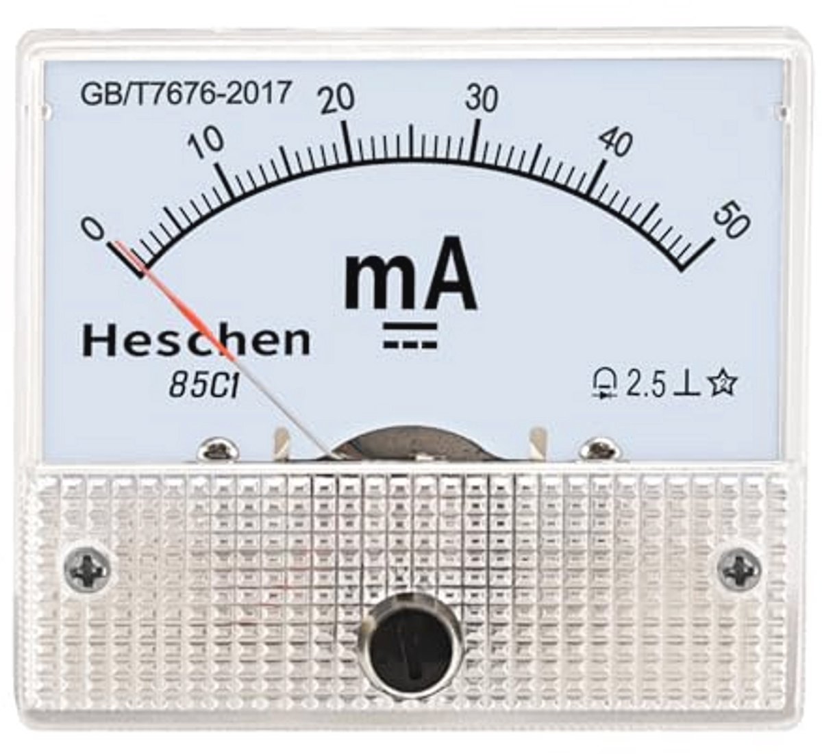 Rechthoekige Gemonteerde Ampèremeter Tester DC 0-50 mA Klasse 2.5