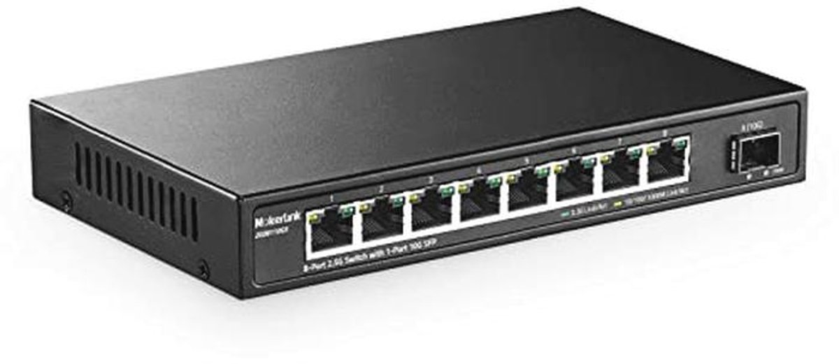 8-poorts 2.5G Ethernet Switch met 10G SFP - Ventilatorloze Netwerkswitch voor Hoogwaardige Verbinding
