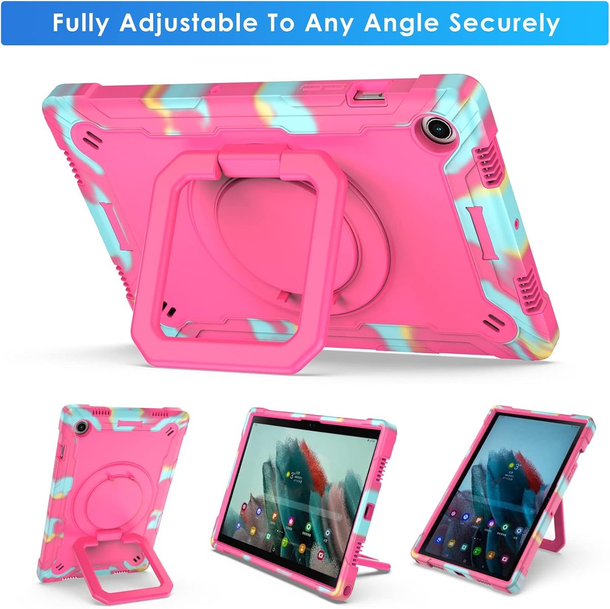 iPad Air 4-5 en iPad Pro 11 (2018–2022) – 360° Draaibare Handgreep - Draagriem – Schokbestendig Hoesje - roze