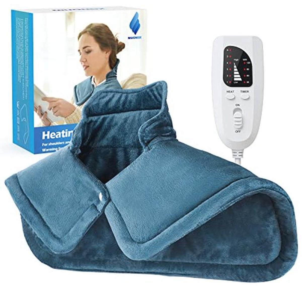 Elektrisch verwarmingskussen voor nek en schouders - 6 warmtestanden, 2 lb, 40 x