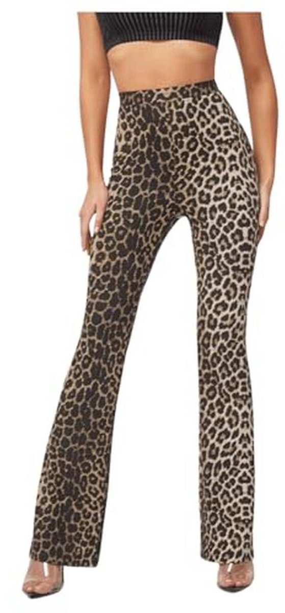 Elegante Lange Broek met Luipaardpatroon voor Dames - Casual Vrijetijdsbroek met Elastische Tailleband