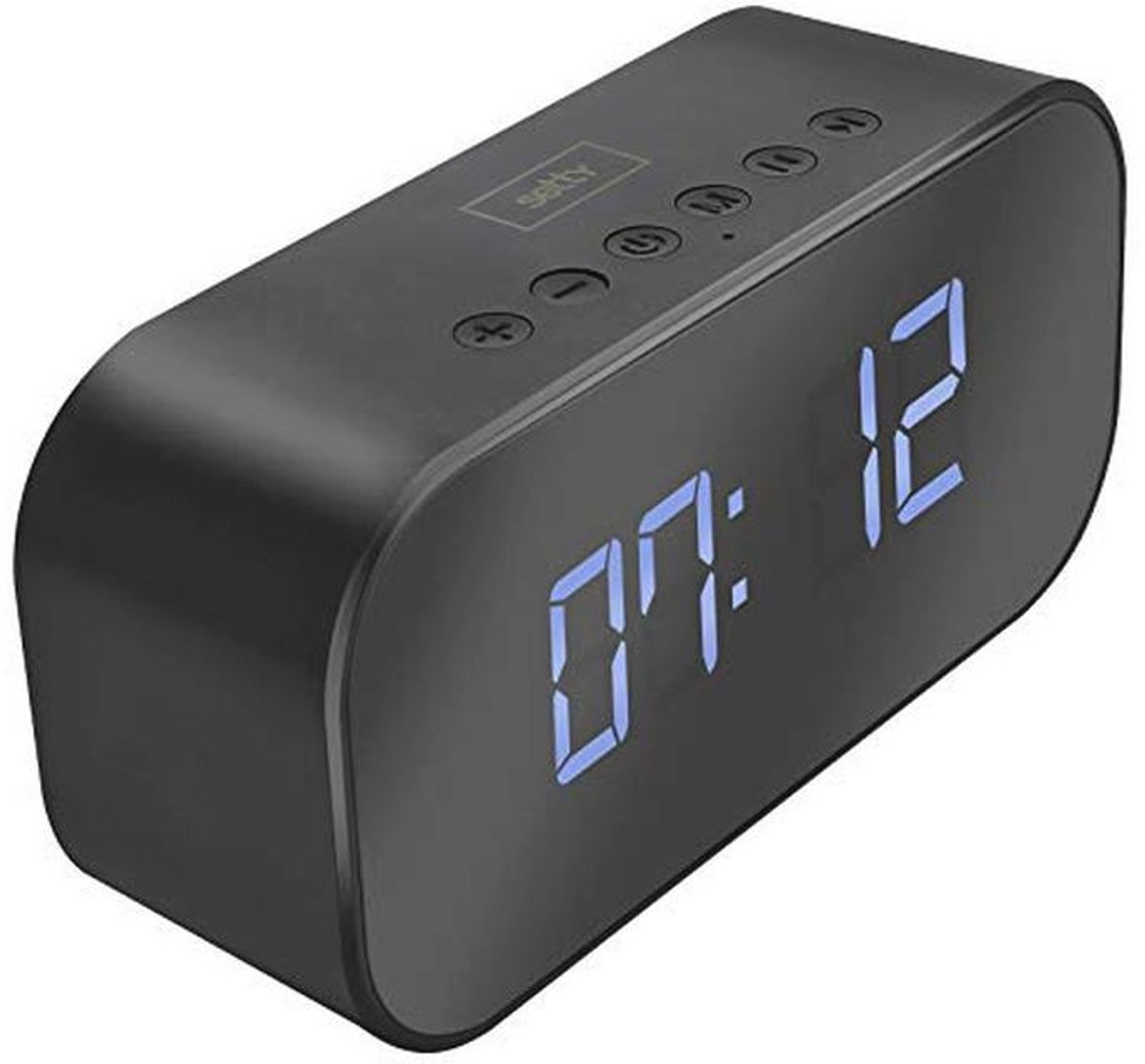 Spiegelen Wektimer met Bluetooth Speaker, LED Display, AUX Invoer en Micro SD Lezer, Zwart