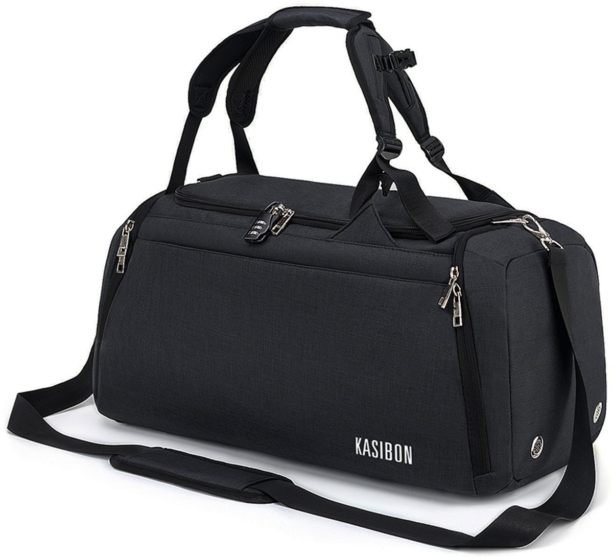 STILVORA Reistassen - Reistassen, Dufflebag, Sporttassen, 42 Liter Reistas, Waterafstotende Tas, Afneembare Schouderriem, Laptopvak, Nat En Droog Compartiment, Weekendtas Met Slot, Schoenen Vak, Zwart, Oxford-Stof