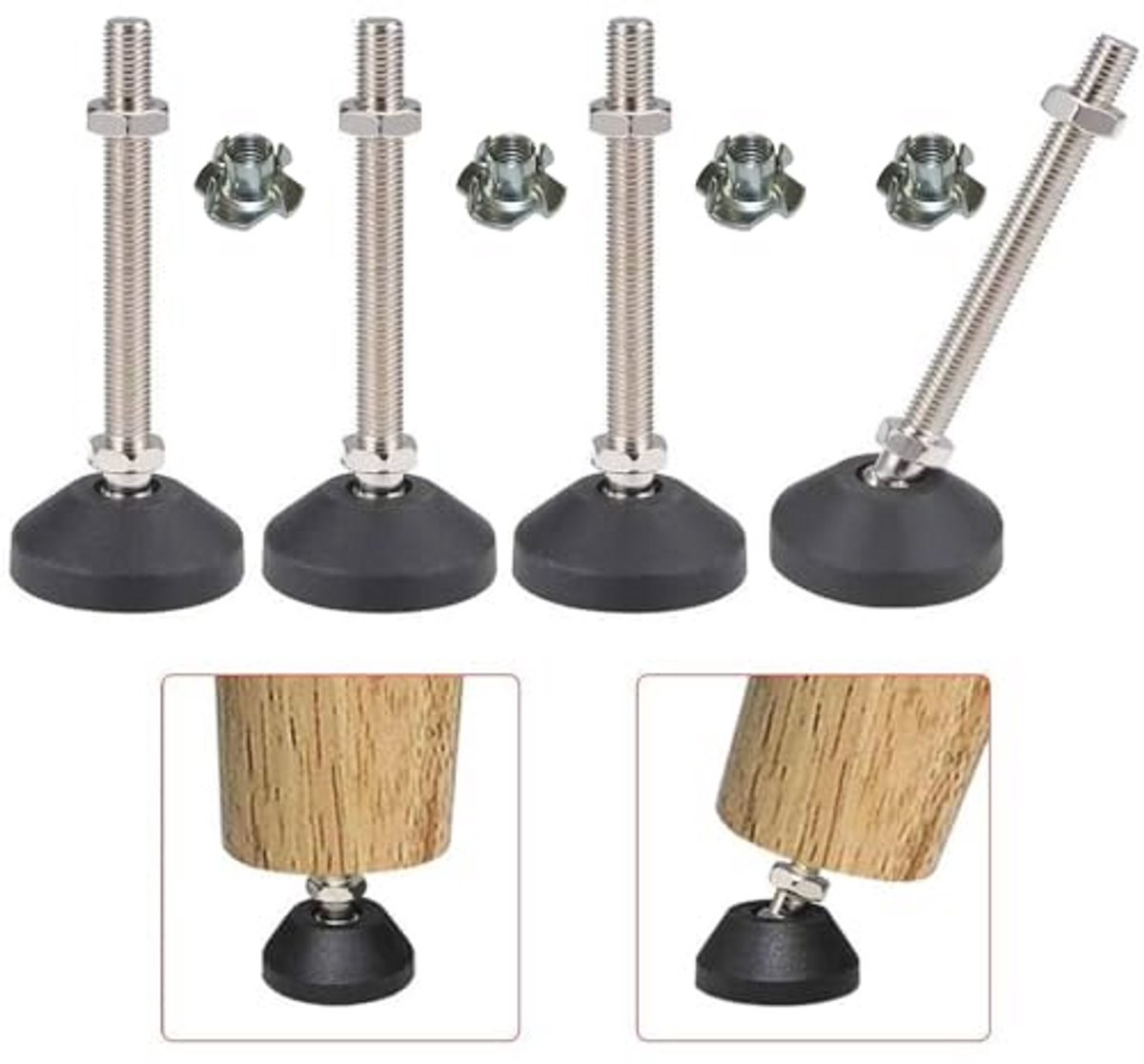 Verstelbare meubelvoeten M8 x 100 mm - Stelvoeten tot 450 kg