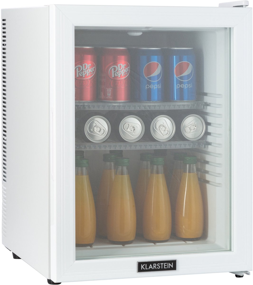Klarstein Minibar Brooklyn 42 Mini koelkast - Compact - Vrijstaand - Thermo-elektrisch koelsysteem - 42 Liter inhoud - Koeling: 12 - 18 °C - Auto DeFrost - Energie-efficiëntieklasse: F - 23 dB - LED licht - Glazen panoramadeur - Wit