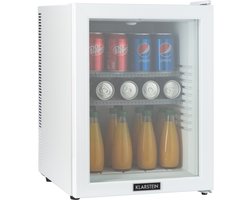 Klarstein Minibar Brooklyn 42 Mini koelkast - Compact - Vrijstaand - Thermo-elektrisch koelsysteem - 42 Liter inhoud - Koeling: 12 - 18 °C - Auto DeFrost - Energie-efficiëntieklasse: F - 23 dB - LED licht - Glazen panoramadeur - Wit