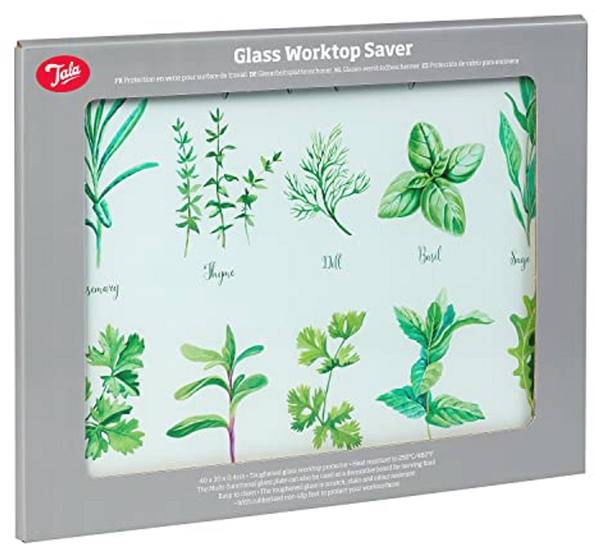 Antislip Werkbladbeschermer van Gehard Glas met Kruidenprint - Multifunctioneel 30cm x 40cm
