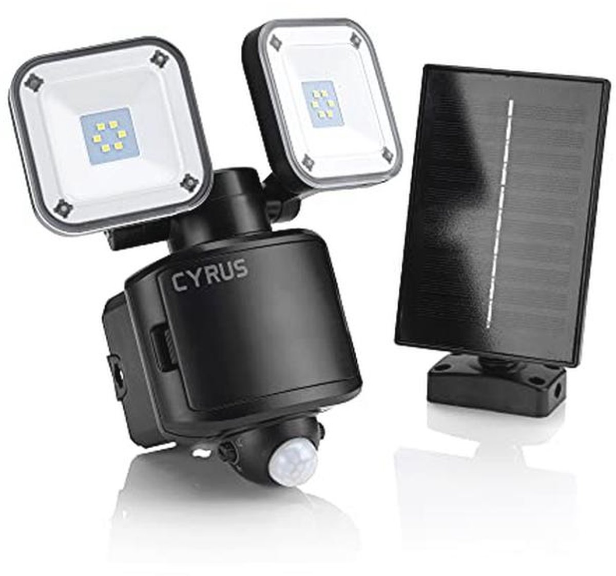 Twin LED Buiten Beveiligingslamp met Zonne-energie en Batterij Backup - PIR Bewegingssensor