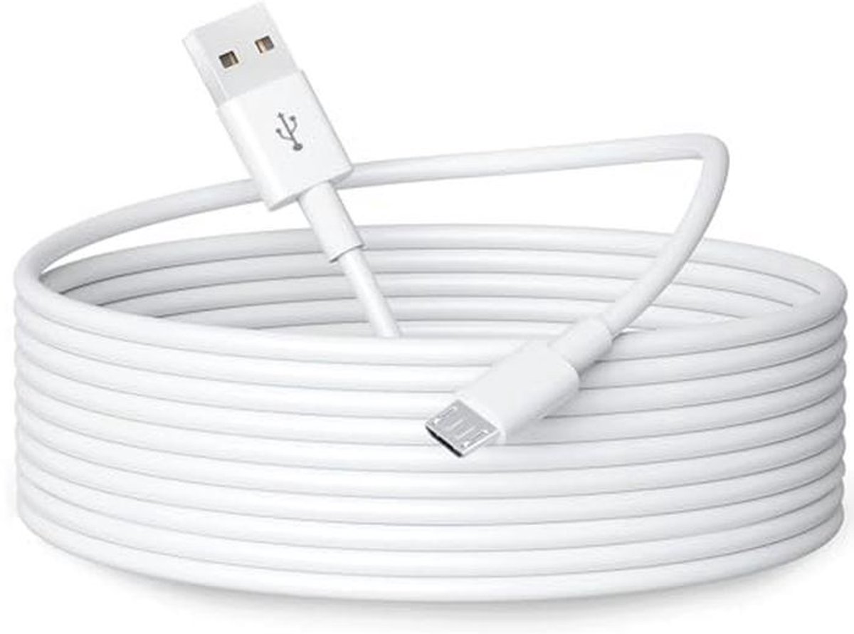5M Micro USB Voedingskabel voor Beveiligingscamera's - Duurzaam Opladen en Gegevenssynchronisatie