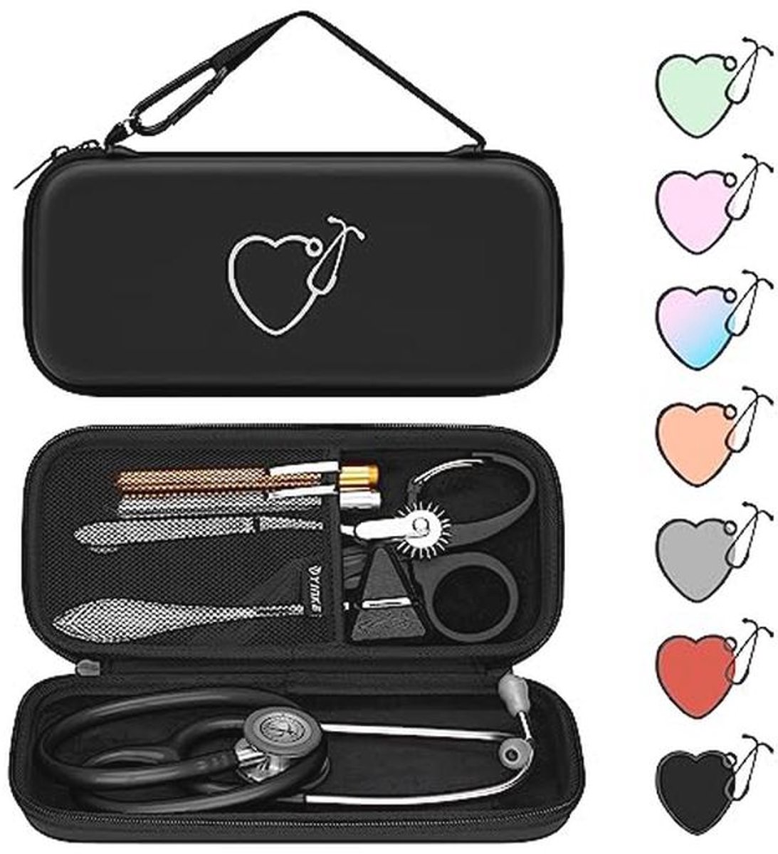 Professionele stethoscoop hoes hard shell etui met accessoires