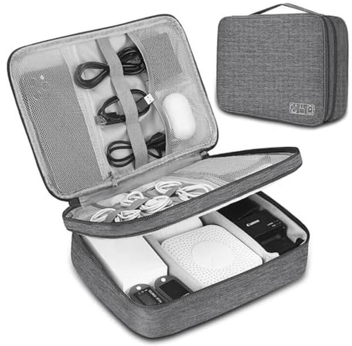 3-laags Elektronica Accessoires Organizer Tas - Extra Grote Draagtas voor Reis