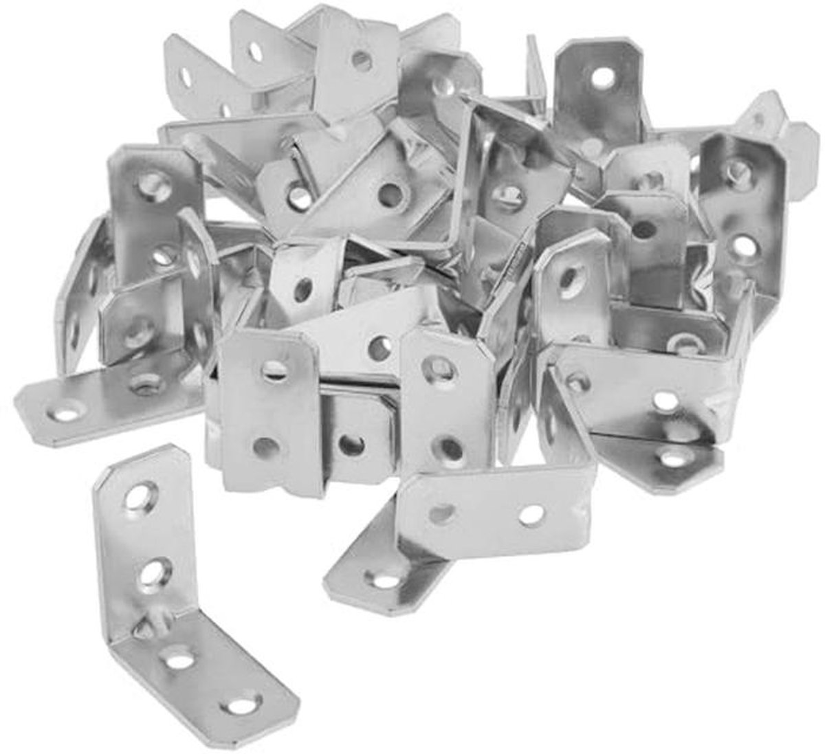Set van 50 hoekverbinders voor zware belasting - 40 x 40 x 20 x 2 mm, verzinkt
