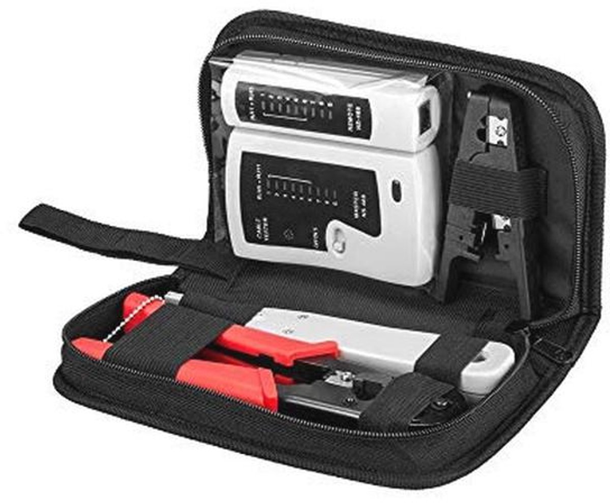 Gereedschapsset voor Telefoon en Netwerk - Netwerktester en Kabeltester met RJ45, RJ11, RJ12 en Krimptang