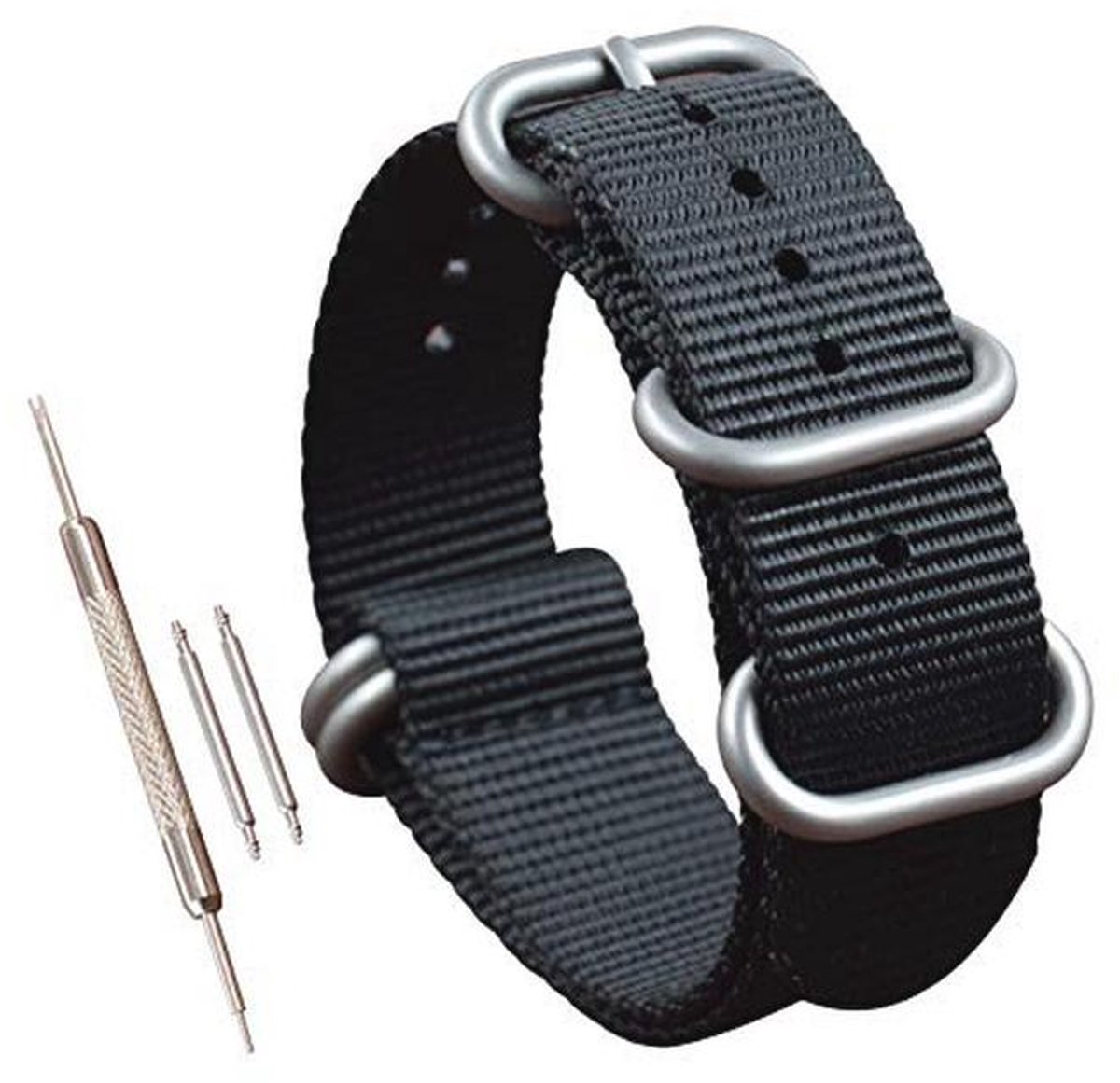 Dikke Nylon Horlogeband voor Mannen met 5 Ringen